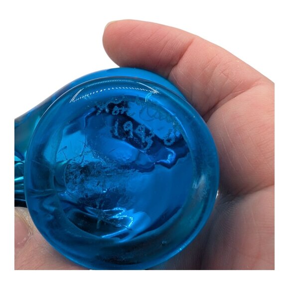 VINTAGE 1993 Ron Ray Signed Blue Bird Of Happiness Glass Figurine 3.75" x 2.75" - Picture 6 of 6